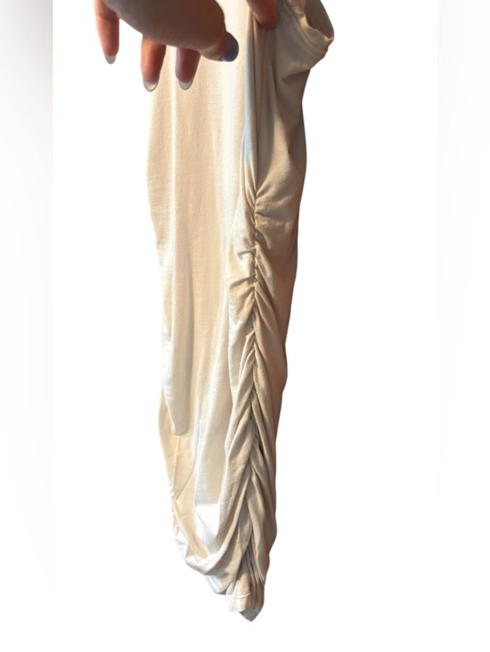 BABATON Aritzia Ruched Bodycon Midi Dress Nude Cream Sleeveless XXS Minimalist - Picture 4 of 5